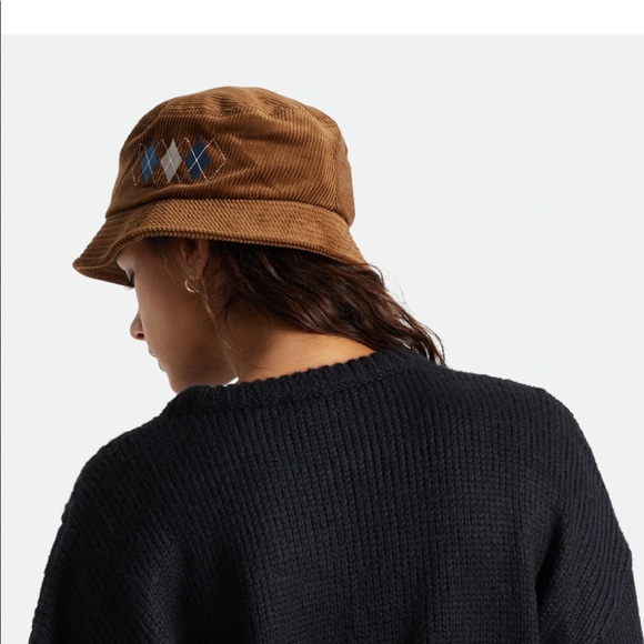 Brixton x Free People Gramercy Packable Bucket S / M Brown Blue Corduroy Hat - Picture 9 of 11